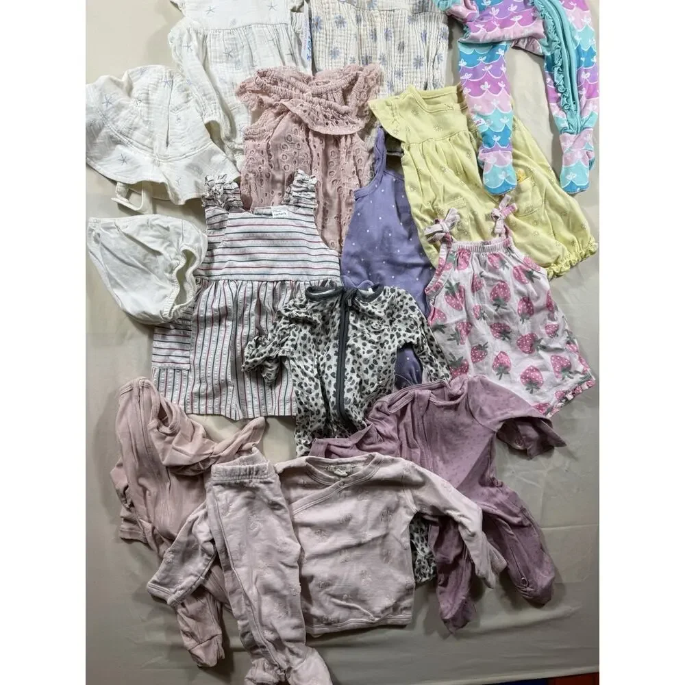 Baby Girl Clothes Lot Size 0-3 Months Summer Romper Dress RuffleButts Kyte Honey